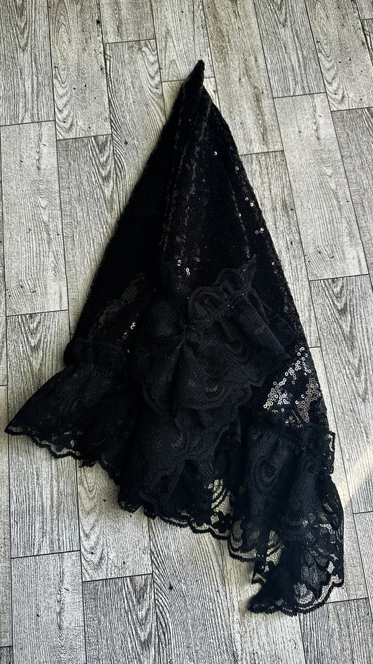 Sequin Lap Scarf (Black)